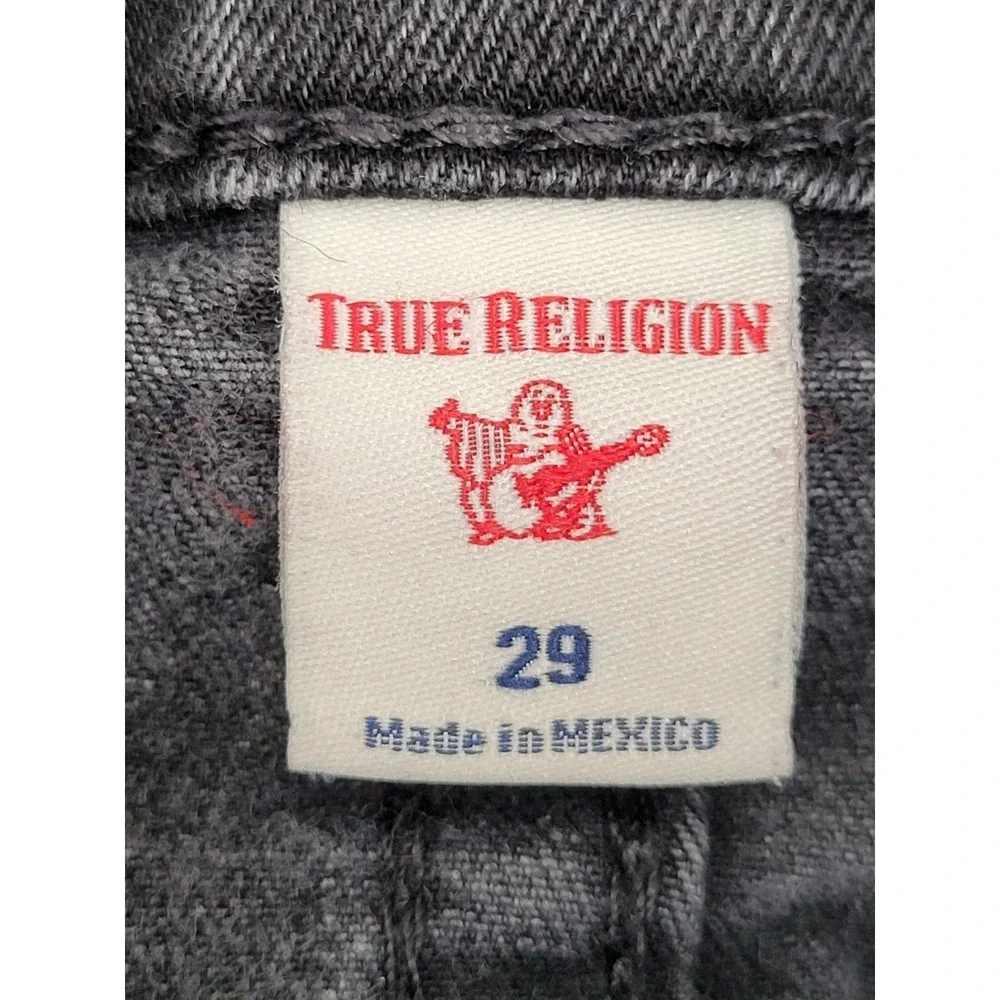 True Religion Geno Big T Jeans Men's 29 Black Marble Moto Ribbed Relaxed Slim